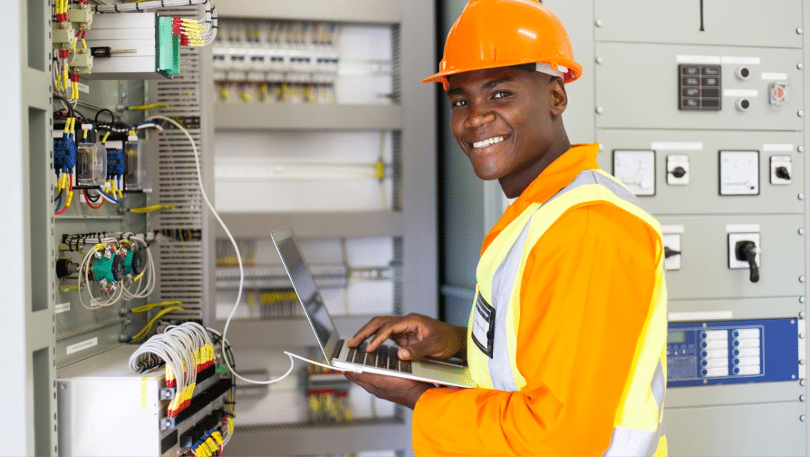 man checking wiring